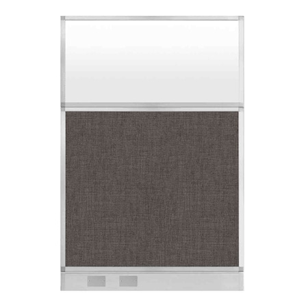 Versare Hush Panel Cubicle Partition 4' x 6' W/ Window Mocha Fabric Frosted Window W/ Cable Channel 1812547-3